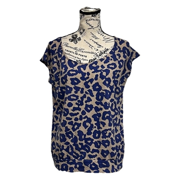Ann Taylor LOFT Leopard Boxy Blouse Casual Capsule Preppy Modest Mature Minimal - Picture 1 of 9
